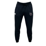The Cypress Warriors Men's Rugby Leisure Sweatpant by EMB Canterbury features a white Canterbury logo on the left thigh, team crest on the right, and is made from recycled polyester fleece. Shown on a plain white background.