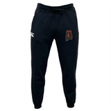 Black Aging Alabama Rugby Players Leisure Sweatpant by EMB Canterbury featuring the Alabama state outline logo with a golfer silhouette.