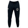 Black organic cotton ICRON Leisure Sweatpant by Canterbury with a drawstring waist, a small logo on the right thigh, and an ICRON shield patch on the left.