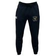 Hornets Rugby Club 1977 Leisure Sweatpants by EMB Canterbury, in black, featuring a drawstring waist, the Canterbury logo on the right thigh, and an embroidered Hornets badge with yellow and green detailing on the left thigh.