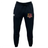 The Godzilla Rugby Football Club Leisure Sweatpant by EMB Canterbury are black athletic joggers made from organic cotton and recycled polyester, featuring a white “CCC” logo on the left thigh and a maroon and gold Griffins emblem with “GRIFFITH” text on the right thigh, displayed against a white background.