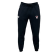 The EMB Canterbury Superior Rugby Club Leisure Sweatpant is black with a drawstring waist, white CCC logo on the left thigh, and a red and white "Rugby" badge on the right thigh, shown against a white background.