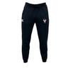 The EMB Canterbury Superior Rugby Club Leisure Sweatpant is black with a drawstring waist, white CCC logo on the left thigh, and a red and white "Rugby" badge on the right thigh, shown against a white background.