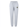 The Chicago Riot Women's Leisure Sweatpant by EMB Canterbury is crafted from organic cotton in light gray, featuring an elastic waistband, drawstring, side pockets, and two embroidered logos for everyday comfort.