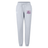 Light gray Western Carolina University Women’s Leisure Sweatpant by Canterbury in organic cotton with a drawstring waist, ribbed cuffs, and a purple Western Carolina Rugby crest on the left hip.