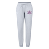 Light gray Western Carolina University Women’s Leisure Sweatpant by Canterbury in organic cotton with a drawstring waist, ribbed cuffs, and a purple Western Carolina Rugby crest on the left hip.