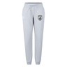 Light grey South Orange County Raptors Women’s Leisure Sweatpant by EMB Canterbury, featuring a drawstring waist, side pockets, ribbed cuffs, and a dark logo patch on the left thigh. These women’s leisure sweatpants are designed for comfort and style in any casual setting.