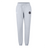 The Cypress Warriors Men's Rugby Women's Leisure Sweatpant by EMB Canterbury features light grey organic cotton, a drawstring waist, cuffed ankles, and two embroidered front logos, displayed against a white background.