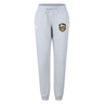 The RVA T.R.C. Women’s Leisure Sweatpant by EMB Canterbury features a light gray design with a comfortable drawstring waist, side pockets, and an RVA badge logo on the left thigh. Made from soft organic cotton sweatpants material, it offers all-day comfort.