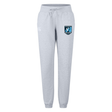 Introducing the Minneapolis Mayhem Rugby Women’s Leisure Sweatpant by Canterbury from EMB Canterbury: these light gray organic cotton sweatpants feature a comfortable drawstring waist, a striking blue and black “Mavericks” logo on the left thigh, and a subtle white Canterbury logo on the right side. Designed specifically for women, these leisure sweatpants offer both comfort and style for everyday wear.