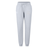 Introducing the New Saint Andrews College Women’s Leisure Sweatpant by EMB Canterbury: light grey jogger pants made from premium organic cotton for ultimate comfort. These sweatpants feature a drawstring waist, elastic cuffs, and two printed logos on the upper front of each leg. Perfect for women’s leisurewear, they are photographed against a white background.