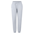 Introducing the New Saint Andrews College Women’s Leisure Sweatpant by EMB Canterbury: light grey jogger pants made from premium organic cotton for ultimate comfort. These sweatpants feature a drawstring waist, elastic cuffs, and two printed logos on the upper front of each leg. Perfect for women’s leisurewear, they are photographed against a white background.