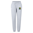 Light gray Takoma Touch Rugby Women’s Leisure Sweatpant by Canterbury in organic cotton with a drawstring waist, cuffed ankles, and a rugby club crest on the thigh.