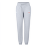 The Superior Rugby Club Women's Leisure Sweatpant by EMB Canterbury features light gray organic cotton, an elastic waistband with drawstring, and small embroidered logos on the upper thighs, shown against a white background.