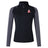 The Alabama Rugby Alliance Women's Elite First Layer by EMB Canterbury is a black and gray long-sleeve zip-up athletic top that features moisture-wicking VapoDri technology, with a logo on the chest and a small emblem on the right shoulder.