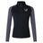 The DePaul University Women's Elite First Layer by Canterbury is a long-sleeve athletic top in black and gray, featuring VapoDri technology, a quarter zip, and a white EMB Canterbury logo on the chest.