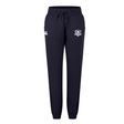 The SWFL Lady Hammerheads Women's Leisure Sweatpant by Canterbury from WRS Canterbury features navy blue fabric, an elastic waistband with drawstring, cuffed ankles, and dual thigh logos—ideal for casual comfort.