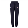 The SWFL Lady Hammerheads Women's Leisure Sweatpant by Canterbury from WRS Canterbury features navy blue fabric, an elastic waistband with drawstring, cuffed ankles, and dual thigh logos—ideal for casual comfort.