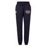 Stay comfortable in the EMB Canterbury East Stroudsburg University Women's Leisure Sweatpant, featuring a navy blue design, drawstring waist, “ESU Rugby” text on the left thigh, and a white logo on the right thigh. Inspired by classic Canterbury rugby pants.