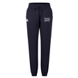 The Valley Panthers Girls Rugby Women’s Leisure Sweatpant by Canterbury from EMB Canterbury showcases a navy blue design with elastic cuffs, a drawstring waist, and two white embroidered logos on the front thighs. Expertly crafted from organic cotton, these sweatpants combine comfort and style, making them the perfect addition to your women’s leisurewear collection.