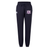 Black Western Carolina University Women’s Leisure Sweatpant by Canterbury featuring a drawstring waist, an embroidered logo on the right hip, and a Western Carolina Rugby emblem on the left thigh.