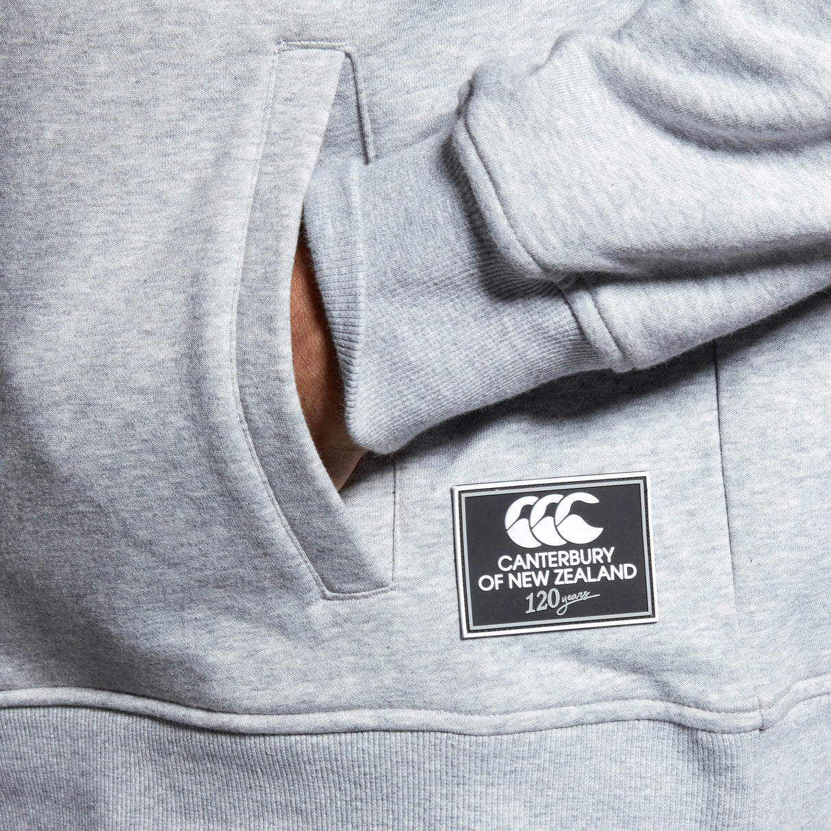 A man wearing a Canterbury Legends Panel Hoody, coming soon from Canterbury.
