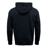 Back view of a plain black Canterbury Uglies Logo Pullover Hoodie with a hood and a stylized CCC logo.