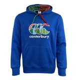 The Canterbury Uglies Hoodie by Canterbury offers bold block colors with a stylized CCC logo, colorful patterns, a front pocket, and a multicolored striped hood lining.