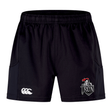 The EMB Canterbury Birmingham Iron Women's Football Advantage Short 2.0 features an elastic waistband, a white Canterbury logo on the left leg, and a "JRD" knight crest on the right leg.