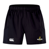 The Chicago Riot Advantage Short 2.0 by EMB Canterbury features an elastic waistband, Canterbury logo on the left leg, Chicago Riot crest on the right, and is made from recycled athletic material for comfort and durability.