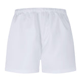 A pair of Canterbury Player's Drill Shorts with an elastic waistband, made from recycled fabric, displayed against a white background.