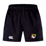 The Seattle Vikings Rugby Player's Drill Shorts by EMB Canterbury, part of our sustainable sportswear collection, showcase the Canterbury logo on the left and a crest on the right.