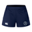 The Saint Anselm College Club Rugby Women's Advantage Short 2.0 by EMB Canterbury features side pockets, a white Canterbury logo on the left, a circular Saint Andrews crest on the right, and is crafted as a sustainable athletic short.