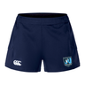 The Minneapolis Mayhem Rugby Women’s Advantage Short 2.0 by Canterbury, from EMB Canterbury, are navy blue athletic shorts designed for women, featuring the “Canterbury” logo on the left leg and the “Minneapolis Mayhem Rugby” emblem on the right. Expertly crafted for both style and performance, these sustainable shorts offer exceptional comfort and durability—making them a top choice for custom sportswear enthusiasts.