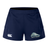 Navy blue sustainable University of New Hampshire Women’s Advantage Short 2.0 by Canterbury athletic shorts with a white logo on the right leg and a university mascot graphic with “Men’s Rugby” text.
