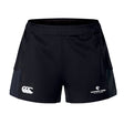 Introducing the Eastside Lions Advantage Short 2.0 by Canterbury, sleek black rugby shorts that combine top-notch performance with stylish design. These shorts proudly display two white logos: one featuring three stylized letters and the other representing Eastside Lions Youth Rugby. Step into the future of sportswear with these environmentally conscious shorts crafted from recycled materials, supporting a sustainable game.

