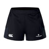 Introducing the Eastside Lions Advantage Short 2.0 by Canterbury, sleek black rugby shorts that combine top-notch performance with stylish design. These shorts proudly display two white logos: one featuring three stylized letters and the other representing Eastside Lions Youth Rugby. Step into the future of sportswear with these environmentally conscious shorts crafted from recycled materials, supporting a sustainable game.
