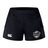 Black ICRON Women’s Advantage Short 2.0 by Canterbury performance training shorts featuring a brand logo on the left leg and an ICRON shield emblem on the right leg.