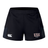 The East Stroudsburg University Women's Advantage Short 2.0 by EMB Canterbury features dark side panels, a white Canterbury logo on the left leg, "ESU Rugby" on the right, and is made with recycled materials for eco-friendly comfort.