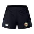 EMB Canterbury’s RVA T.R.C. Women’s Advantage Short 2.0 showcases a white Canterbury logo on the left and an RVA rugby crest on the right, crafted from recycled materials to support sustainable training sessions.