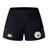 The Society of Iowa Rugby Referees Women’s Advantage Short 2.0 by EMB Canterbury features a white Canterbury logo on one leg and a round floral crest with Japanese text on the other, crafted from recycled materials for those who value performance-driven, eco-friendly women’s training shorts.