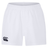 The Canterbury Professional Short 2.0 is a plain white short featuring an elasticated waistband and a black logo on the lower left leg, designed for enhanced durability and comfort.