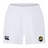 The Chicago Riot Professional Short 2.0 by EMB Canterbury features an elastic waistband, a black Canterbury logo on the left leg, and a black and gold Chicago Riot Rugby logo on the right leg. Durable, comfortable athletic shorts.