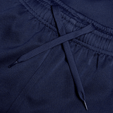 Close-up of the navy blue elastic waistband with a matching drawstring in an X shape, showcasing the adjustable fit and durability of the Canterbury Professional Short 2.0.