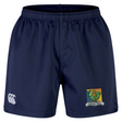 Navy Canterbury Takoma Touch Rugby Professional Short 2.0 with an elastic waistband, a logo on the right leg, and a rooster crest on the left leg.