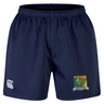 Navy Canterbury Takoma Touch Rugby Professional Short 2.0 with an elastic waistband, a logo on the right leg, and a rooster crest on the left leg.