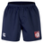 The Montgomery Bucks Griffins Professional Short 2.0 by EMB Canterbury features an elastic waistband, CCC logo on the left leg, and a red and white lion "MERFC" crest on the right, showcasing Canterbury’s renowned sportswear quality.