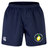 The Littleton Women Rugby Club Professional Short 2.0 by Canterbury features a navy design with an elastic waistband, a white CCC logo on the left leg, and a green and yellow Littleton Lemons Women’s Rugby Club logo on the right leg. Made by EMB Canterbury, these durable rugby shorts are built for maximum comfort and performance on the pitch.