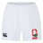 The Ohio State University Alumni Professional Short 2.0 by EMB Canterbury offers classic style and comfort, featuring white athletic rugby shorts with an elastic waistband, a black Canterbury logo on the left, and an Ohio State Rugby logo on the right thigh—drawing inspiration from the iconic Professional 2.0 Short design.