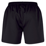 The Canterbury Professional Short 2.0 showcases a plain black design with an elastic waistband, offering adjustable fit and durability—perfect for those seeking classic quality from Canterbury athletic shorts.